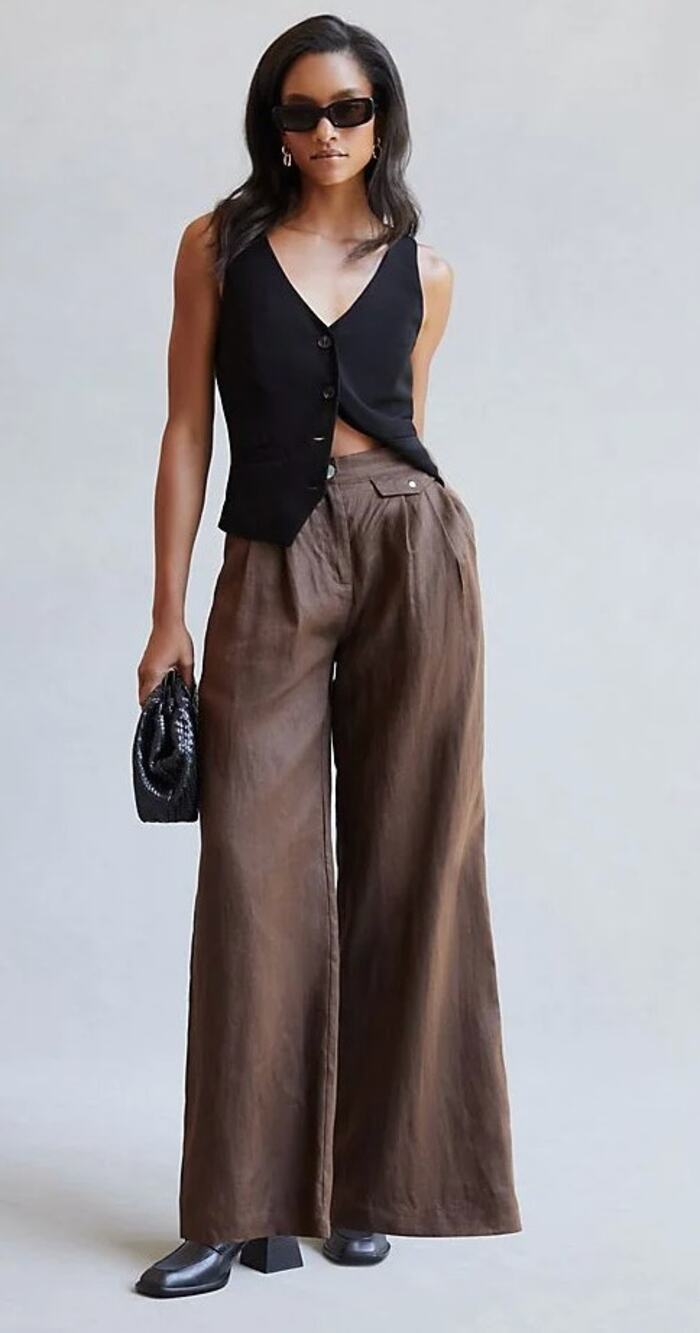 Sovere Instance Linen Brown Pants SMALL